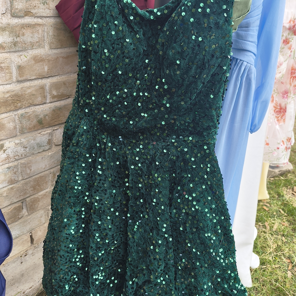 Emerald Green Sequin A-Line Prom Dress